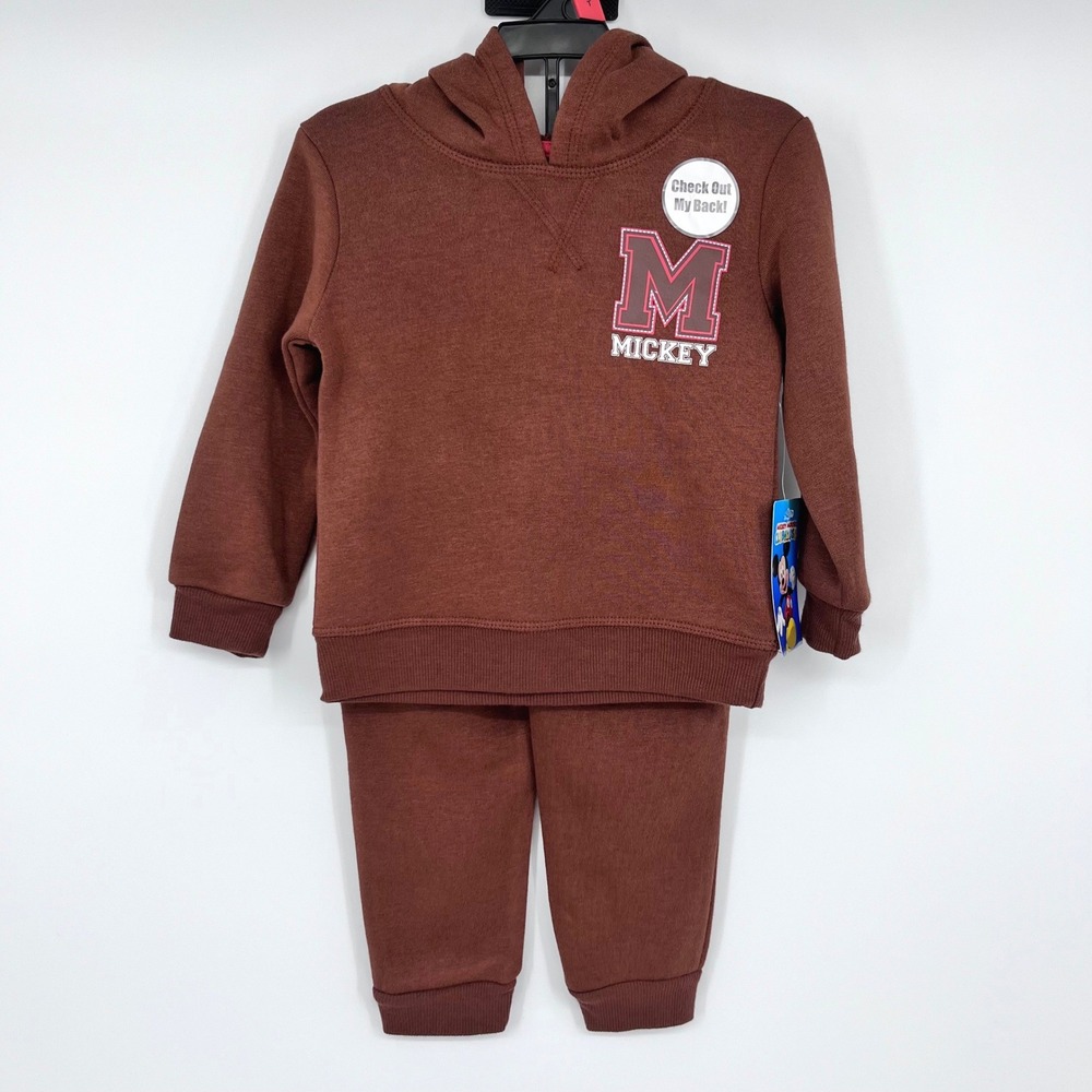 Disney Mickey Mouse Clubhouse Hoodie Jogger Set Kids 2T Brown Character Graphic